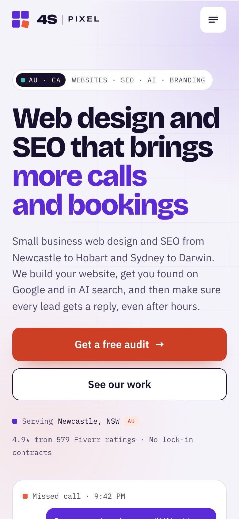 4SPixel home page on a phone